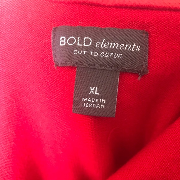 Bold Elements Boat Neckline Cut to Curve Red Sweater Shirt - Picture 7 of 8